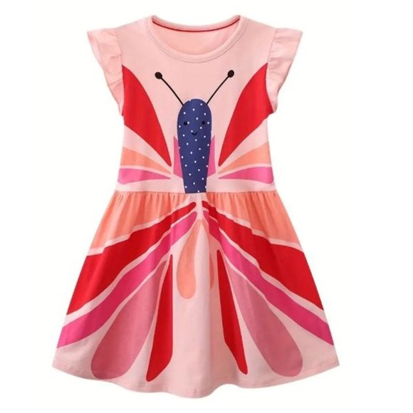 Robe Fille Hartstrings Rose Vif à Thème Papillon - Taille 6 - Occasion Très Bon État